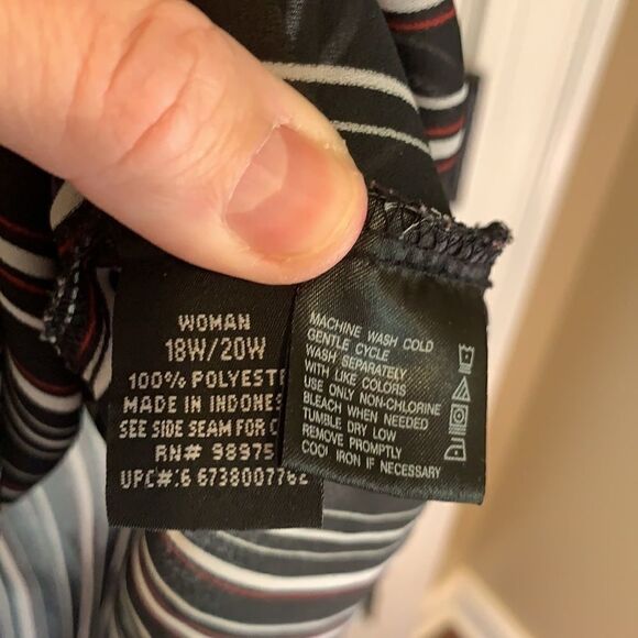 Faded Glory Striped Sheer Tank blouse red black white 18w - Picture 3 of 7